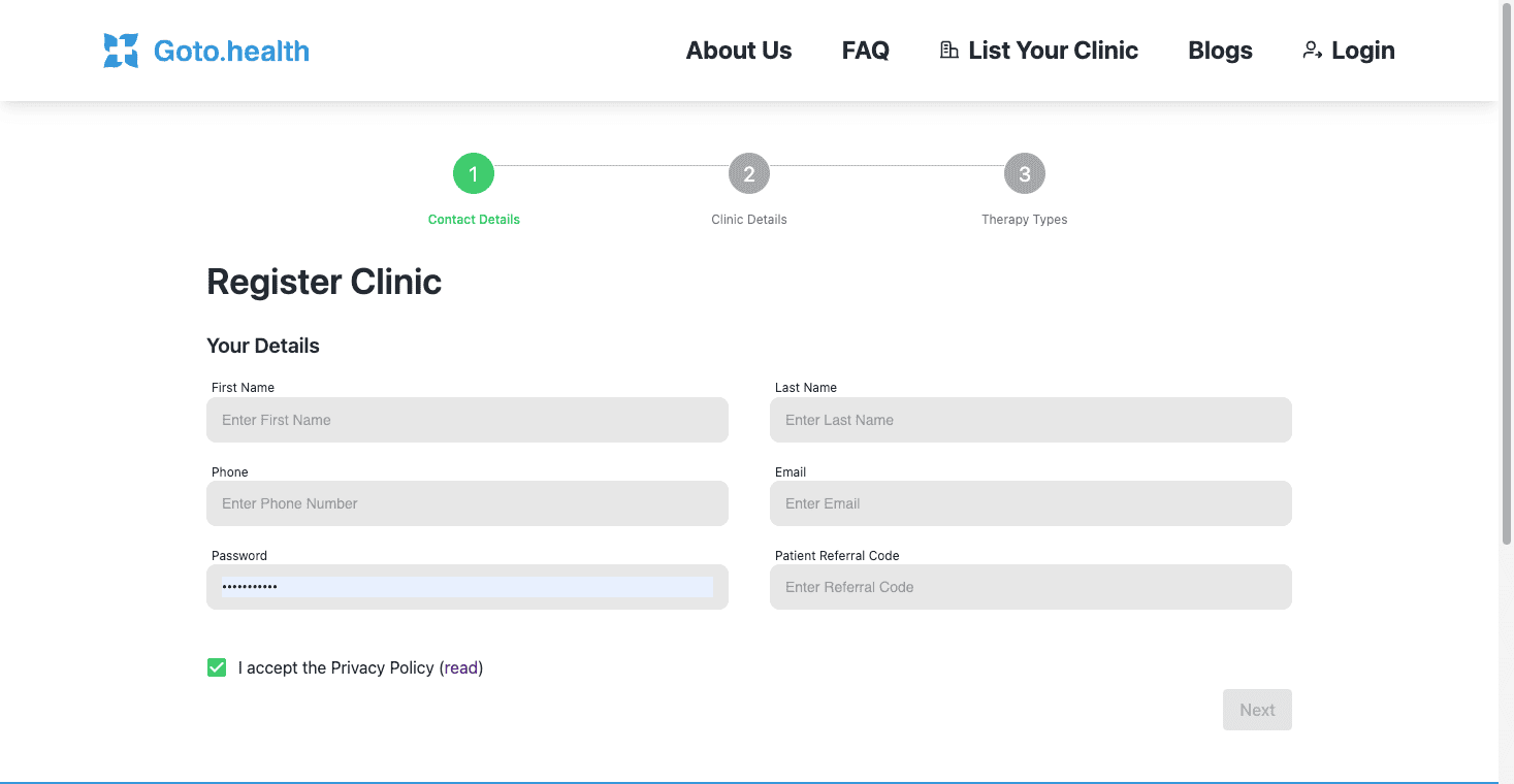 Transforming Healthcare Bookings: Clinics Can Join www.goto.health in Less Than 2 Minutes